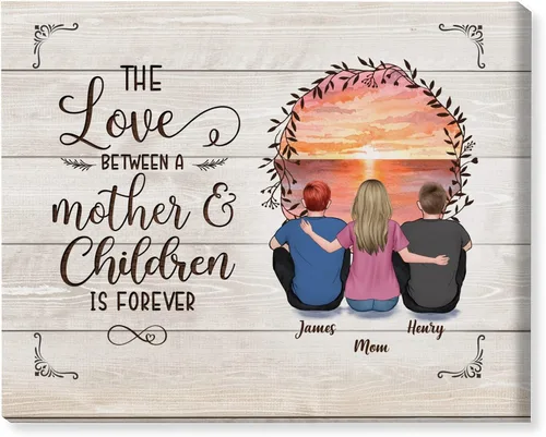 Vista 10 de Gossby Lienzo personalizado envuelto para mamá – El amor entre madre e hija es para siempre – Regalo personalizado con nombres de avatares – Regalo