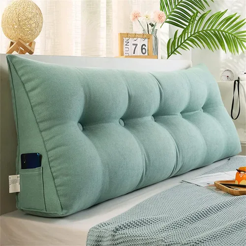 Vista 10 de Almohada triangular para cabecero, cojín triangular de color sólido, almohada de lectura, almohada de algodón con cuña de soporte de posicionamiento