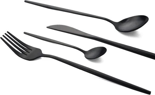 Vista 20 de JASHII Juego de cubiertos de acero inoxidable de 24 piezas, juego de cubiertos de servicio para 6, utensilios para cocina, aptos para lavavajillas