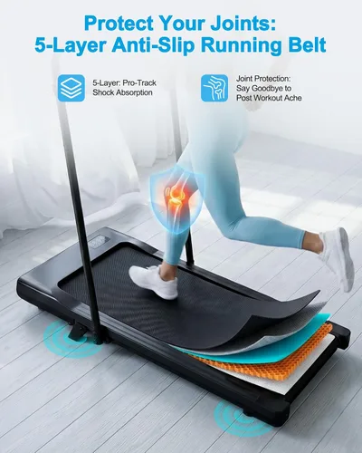 Vista 5 de Walking Pad with Handle bar, Smart AI App Control for Home