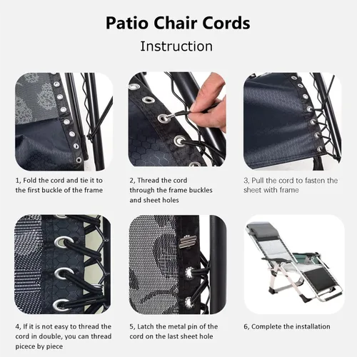 Vista 5 de Cable de repuesto para silla de gravedad cero, paquete de 4, cordón elástico para silla antigravedad, silla reclinable de patio, silla elástica