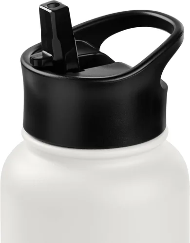 Vista 6 de Retrospec Botella de agua aislada de aliso con tapa de popote y tapa de asa, termo de acero inoxidable con boca ancha de doble pared aislada al