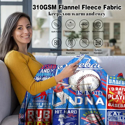 Vista 7 de Manta de béisbol para niños, regalos de béisbol para niños de 8 a 12 años, manta deportiva de franela para niños y hombres, cosas de béisbol