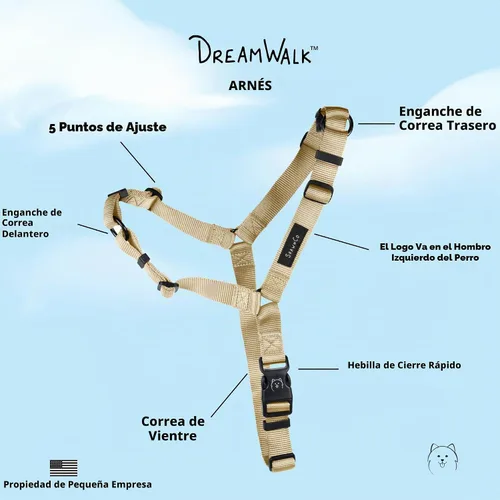 Vista 2 de ShawnCo Dream Walk Arnés para Perros Sin Tirones - Ajustable, Cómodo, Fácil de Usar, Cabestro para Mascotas para Ayudar a Detener los Tirones