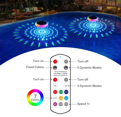 Vista 8 de Askyli Luces Flotantes de Piscina, Luces Solares para Piscina con Impermeable IP68 Que Flotan, Luz Solar Flotante para Piscina con Cambio