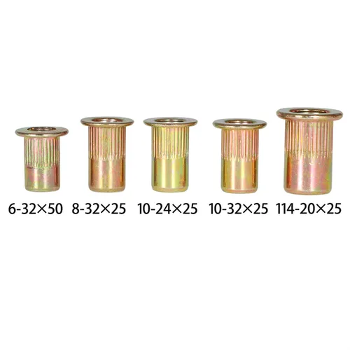 Vista 6 de 150 piezas SAE 1/4-20 10-32 10-24 8-32 6-32 Kit de tuercas remachadoras Kit surtido de tuercas de remache de cabeza plana roscada tuerca