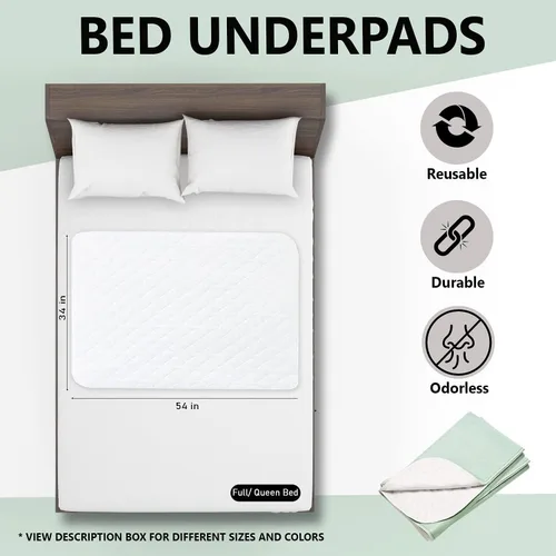 Vista 2 de Almohadilla para cama reutilizable, lavable a máquina y se puede secar en secadora, impermeable, extra absorbente, cuidado personal y clasificación
