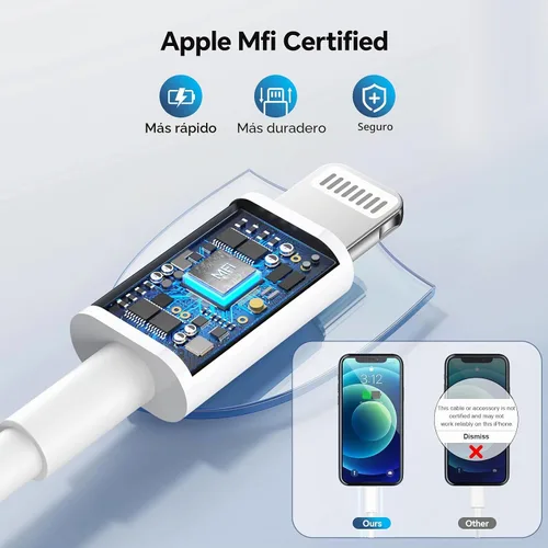 Vista 4 de Compatible con cargador de teléfono de 6/10 pies, carga rápida, paquete de 20 W, PD tipo C, bloque de carga rápida y cable de carga rápida