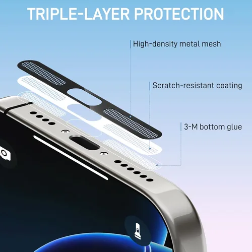 Vista 2 de 5pcs altavoz malla anti polvo prueba adhesivo cubierta para iPhone 15/16/17 Series