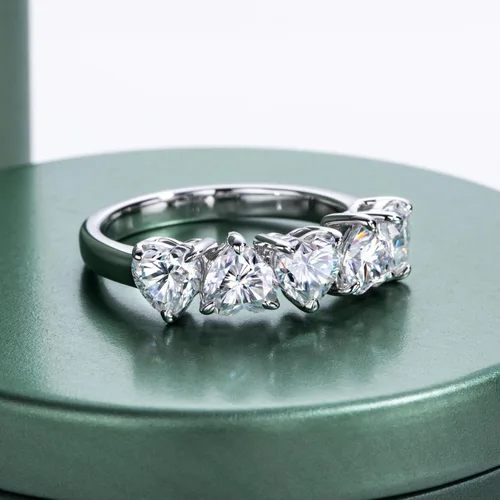 Vista 6 de Moissanite Eternity Rings, S925 Sterling Silver Anniversary Band for Women Plateado