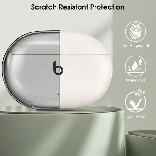 Vista 3 de Fintie Funda transparente para los nuevos Beats Studio Buds + (2023) / Beats Studio Buds 2021, funda protectora antipérdida a prueba de golpes