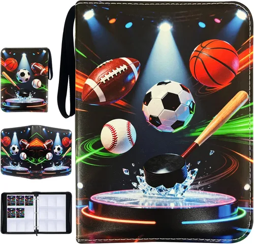 Vista 8 de Carpeta de tarjetas de baloncesto para 900 tarjetas, 9 bolsillos, colecciones de tarjetas, 50 páginas, soporte de tarjetas de doble cara