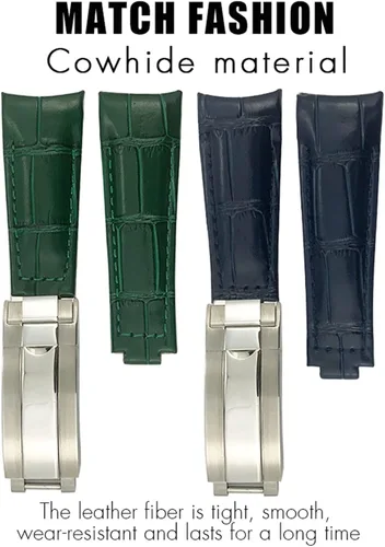 Vista 3 de Correa de reloj de cuero genuino con cierre deslizante de 0.787 in para Rolex GMT Submariner Hulk Oyster Correa de reloj