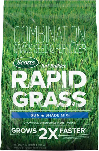 Vista 10 de Mezcla de semillas de césped Scotts Turf Builder Rapid Grass Sun & Shade Mix de doble crecimiento rápido para sombra y sol; combinación de semillas