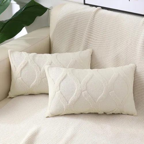 Vista 21 de decorUhome - Juego de 2 fundas de cojín decorativas para primavera de 16 x 16 pulgadas, fundas de almohada afelpadas de lana y piel sintética suave