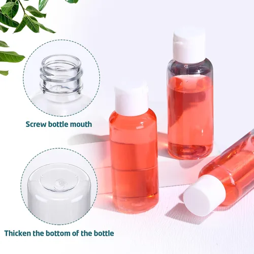 Vista 4 de Maxdot 300 botellas vacías de desinfectante de manos de 1.7 onzas/1.7 fl oz, botellas recargables de plástico con tapa abatible, mini recipientes