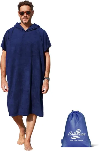 Vista 17 de Catalonia Poncho absorbente de surf para hombres y mujeres, poncho de cambio de toalla de secado rápido, poncho de toalla con capucha para adultos