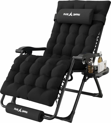 Vista 34 de Silla de gravedad cero de gran tamaño, plegable, reclinable, acolchada Rojo Extragrande
