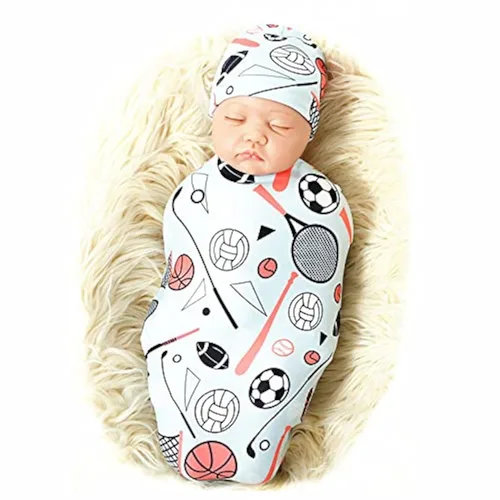 Vista 10 de Galabloomer Manta Envolvente para Recién Nacido con Conjunto de Gorro Bebé Niño Manta de Recepción Gris con Flechas