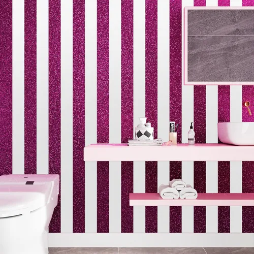 Vista 7 de Stickyart Papel Tapiz con Purpurina Rosa Intenso Lentejuelas Brillantes Papel Tapiz Centelleante Rollo de Borde Papel de Contacto con Purpurina