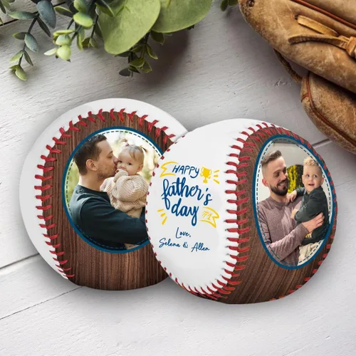 Vista 5 de Foto personalizada para el Día del Padre, con tus fotos y texto Béisbol Cumpleaños Día del Padre para papá, marido, abuelo