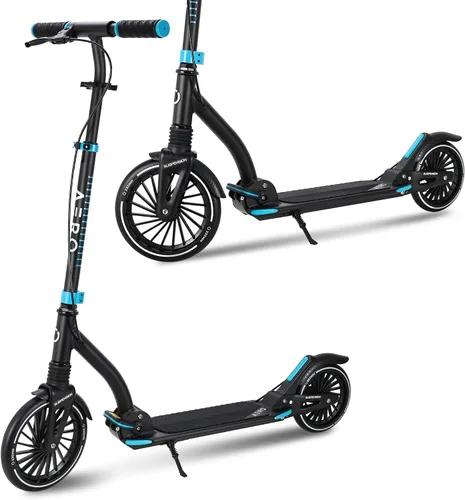 Vista 8 de AERO MOBILITY Patinete para niños de 6 años, adolescentes y adultos Ruedas iluminadas, freno de mano, alfombrilla de goma y absorción de impactos