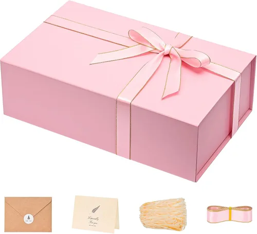 Vista 45 de LIFELUM Square Gift Box with Magnetic Lid, Card, Sticker, Ribbon, Shredded Paper Filler for Business, Wedding, Birthdays
