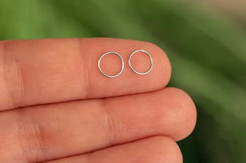 Vista 110 de Aretes de aro de oro de plata – Aretes de aro para mujer, dos piezas de aros de plata fina rellenos de oro, aro de hélice, anillo de tragus, aro