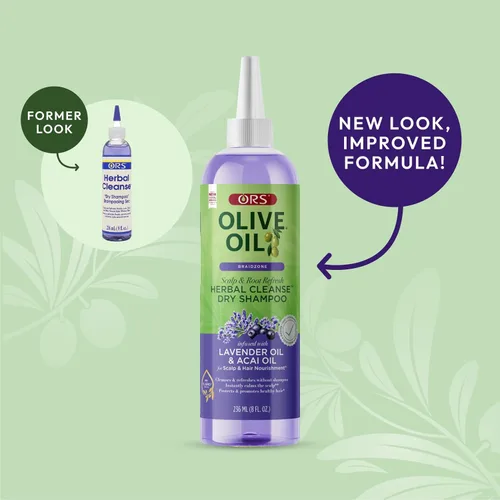 Vista 3 de ORS Aceite de oliva Braidzone Herbal Cleanse Dry Shampoo con lavanda y aceite de acai para nutrición, 8 onzas