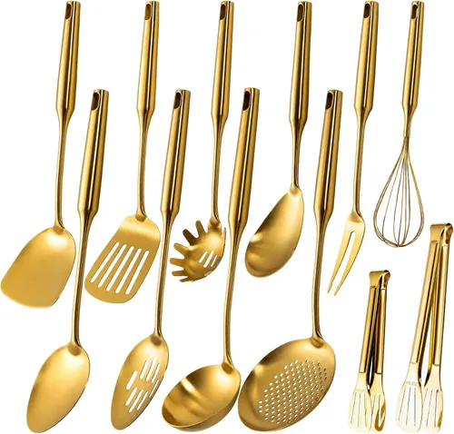 Vista 9 de 304 - Juego de utensilios de cocina profesional de acero inoxidable, 3 piezas de utensilios de cocina de metal largo, grande, juego de herramientas