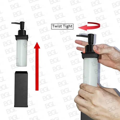 Vista 5 de BGL Dispensador de jabón de acero inoxidable 304 para montaje en pared, dispensador de líquido y jabón negro para cocina y baño