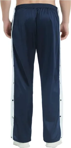 Vista 4 de THWEI Pantalones de baloncesto para hombre, informales, con abertura alta, botón a presión, pantalones deportivos para después de la cirugía