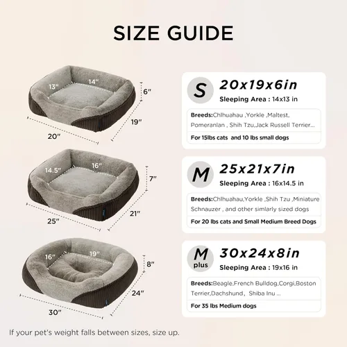Vista 6 de Bedsure Cama Lavable para Perro Tamaño Pequeño Mediano - Cama Rectangular Esponjosa de Felpa para Mascotas Cama para Cachorro, Cómoda Pana de Forro