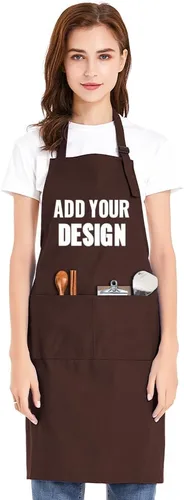 Vista 15 de TopTie Delantal con babero unisex de impresión personalizada, delantal ajustable de cocina de chef de lona de algodón con bolsillos