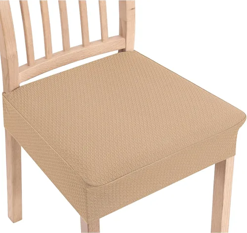 Vista 19 de Smiry Juego de 2 fundas de asiento elásticas de jacquard para sillas de comedor, extraíbles y lavables, sin fundas traseras, color azul aireado