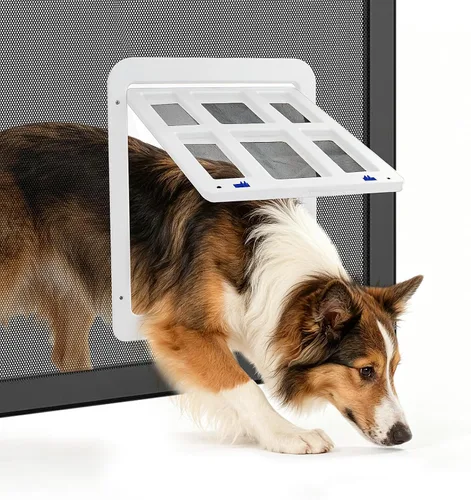 Vista 9 de Puerta mosquitera para puerta mosquitera con cierre automático magnético, pestañas dobles bloqueables, puerta mosquitera para perros, fácil acceso