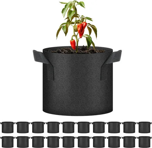Vista 16 de Bolsas de cultivo de plantas HealSmart 3 galones, juego de 10 macetas para tomate con asas, tela no tejida de aireación, maceta de jardinería Negro