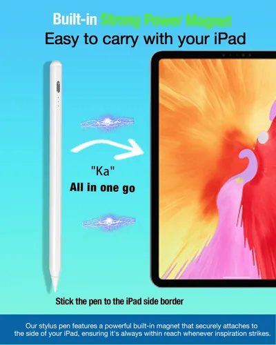 Vista 4 de Lápiz óptico para iPad con rechazo de palma y carga rápida compatible con Apple iPad Pro (2018-2022), iPad Air 3/4/5, iPad10/9/8/7/6, iPad Mini 5/6