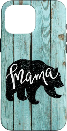 Vista 19 de Turquoise Woodgrain Rustic Farmhouse Shiplap Wood Mama Bear Case for iPhone 17