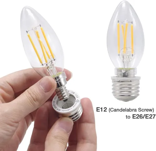 Vista 3 de YiLighting Proveedor (adaptador E26/E27 a E12) E26 Base de tornillo mediano a adaptador de enchufe de candelabro E12 reductor convertidor (2 piezas)