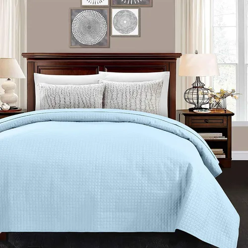Vista 15 de Alpha Home - Colcha de cama ligera y acolchada, diseño de cuadros., Microfibra, Negro, Full/ Queen