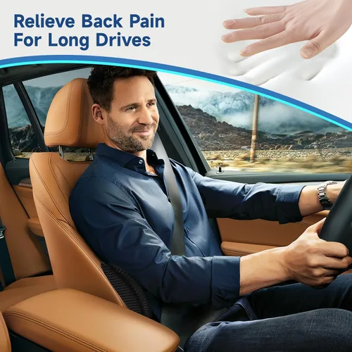 Vista 8 de Almohada de apoyo lumbar para silla de oficina, almohada lumbar de automóvil, cojín de respaldo de espuma viscoelástica con malla 3D transpirable