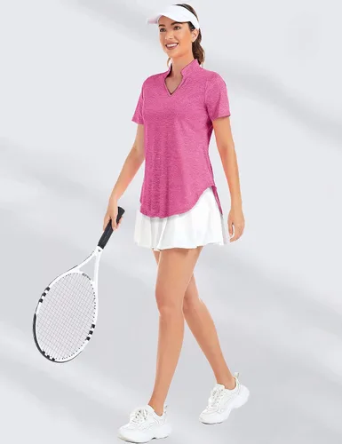 Vista 8 de Stiehiok Camisetas de gimnasio de manga corta para mujer, camisetas de entrenamiento de secado rápido, camisetas atléticas de yoga y golf