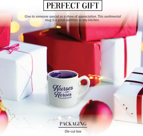Vista 3 de Pavilion Gift Company - Enfermera - Taza de té de café de camuflaje morado de 15 onzas, color blanco
