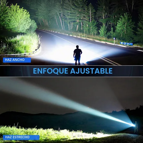 Vista 4 de Paquete de 3 linternas recargables de 99,000 lúmenes altos, linternas LED superbrillantes, 5 modos de enfoque ajustable, IPX7 impermeable, potente
