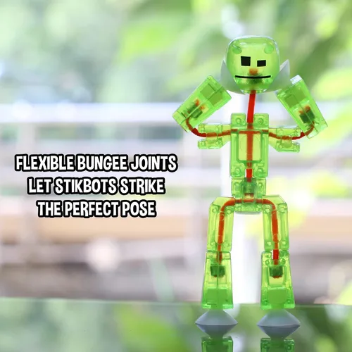 Vista 3 de StikBot Zing, juego de 8 figuras de acción coleccionables transparentes y trípode para teléfono celular, crea animación Stop Motion, ideal