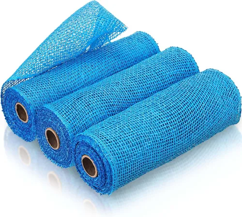 Vista 7 de 3 rollos de malla decorativa de arpillera de poli de 10 pulgadas de ancho, rollos de cinta de malla decorativa de poli para envolver, para Verde