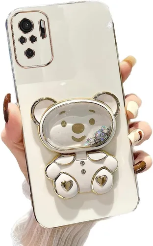 Vista 11 de Miagon Bear - Funda con soporte para espejo para Xiaomi Redmi A1, Quicksand Glitter Electroplated Soft TPU Protector Slim a prueba de golpes
