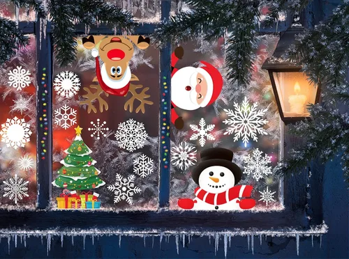 Vista 5 de Funnlot Calcomanías navideñas para ventana, 262 piezas: multicolor, modernas, contemporáneas calcomanías de vinilo para ventanas, vidrio