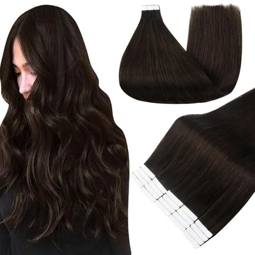 Vista 15 de Full Shine - Extensiones de cabello humano con cinta adhesiva, 10 pulgadas, sin costuras, color 1 negro azabache de 1.06 oz, cinta invisible
